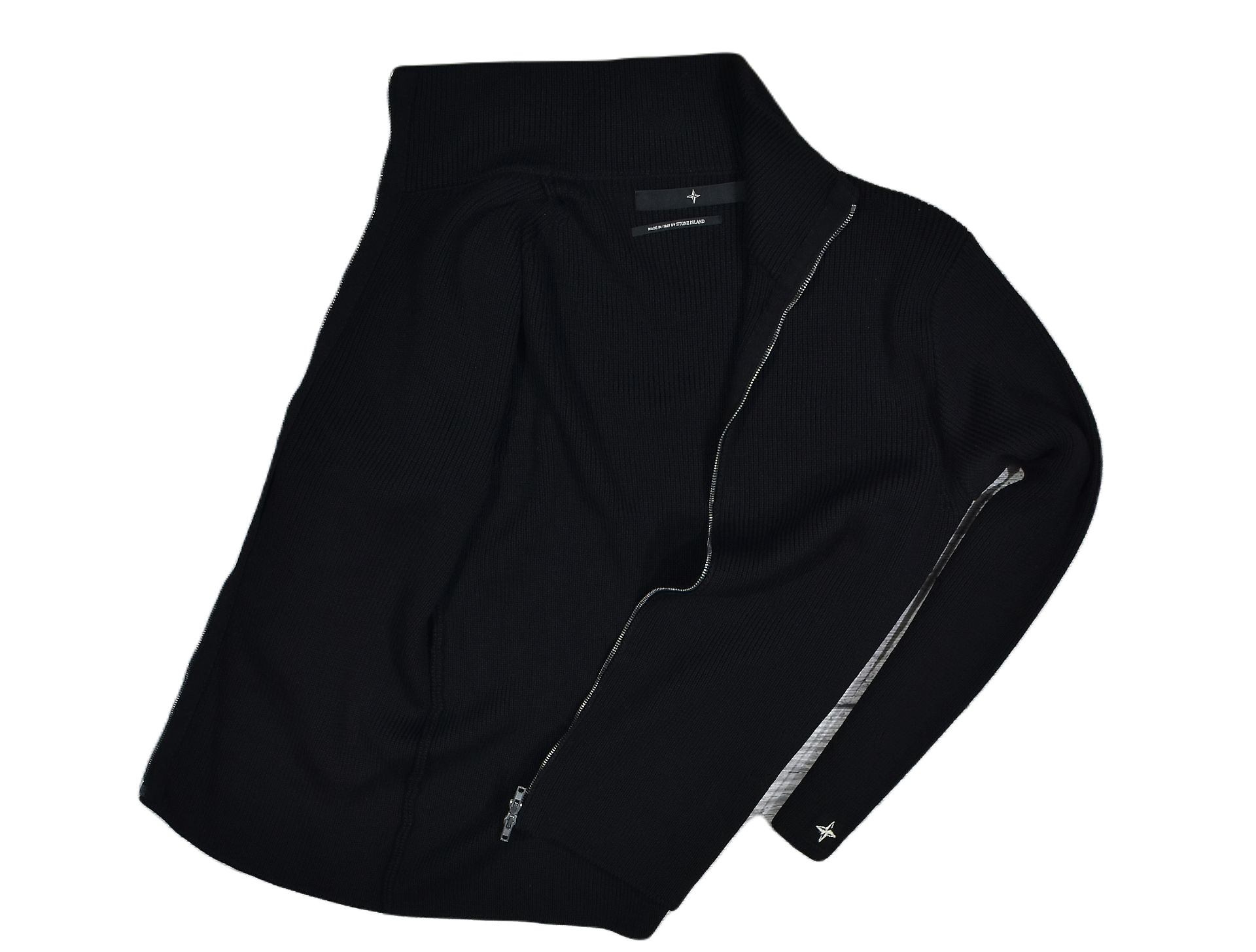 STONE ISLAND SWETER Logowany Czarny Wełna / L