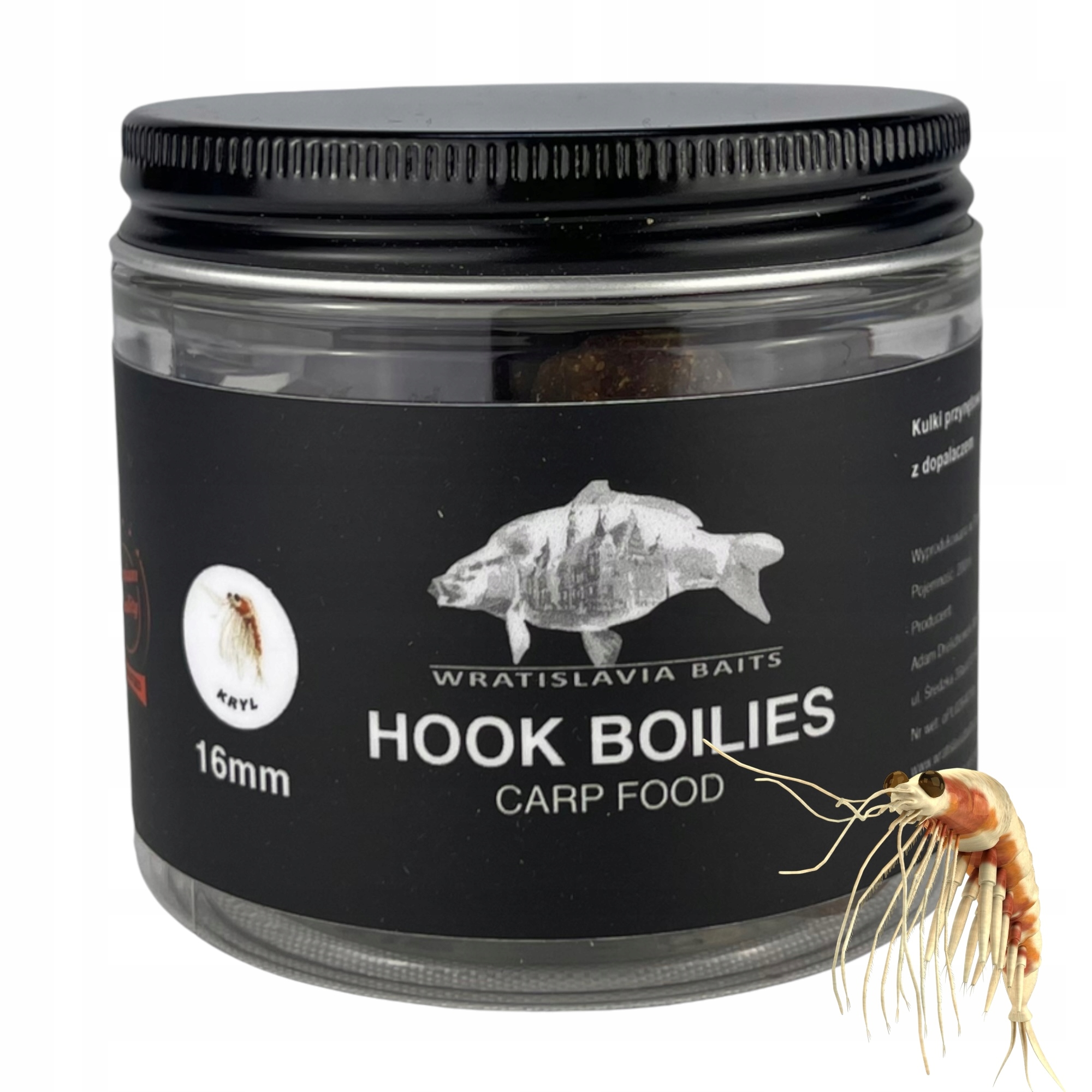 Kulki proteinowe haczykowe Kryl 16mm Wratislavia Baits przynęta