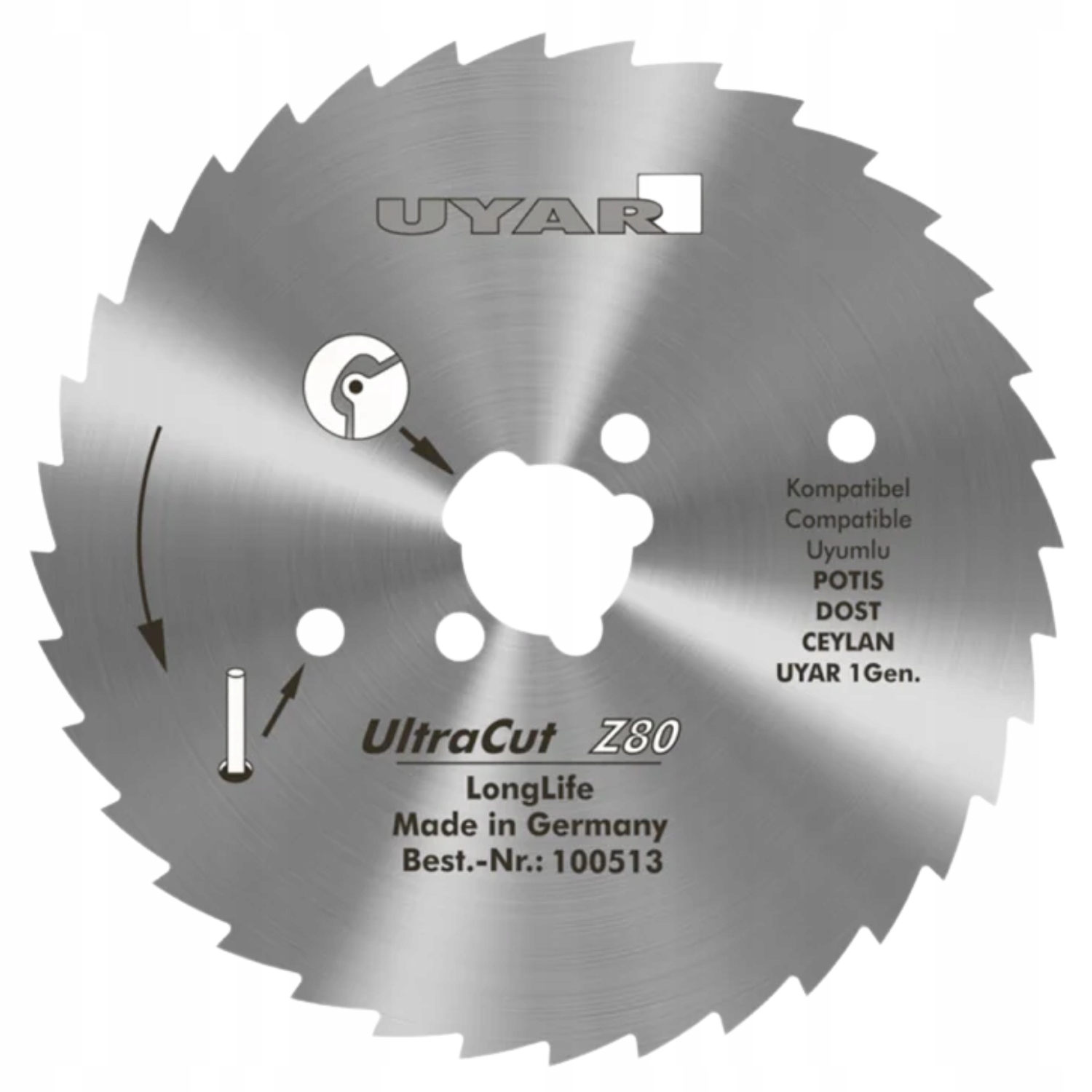 Zubované ostří 80 mm originální Uyar UltraCut Z80 LongLife (2 generace)