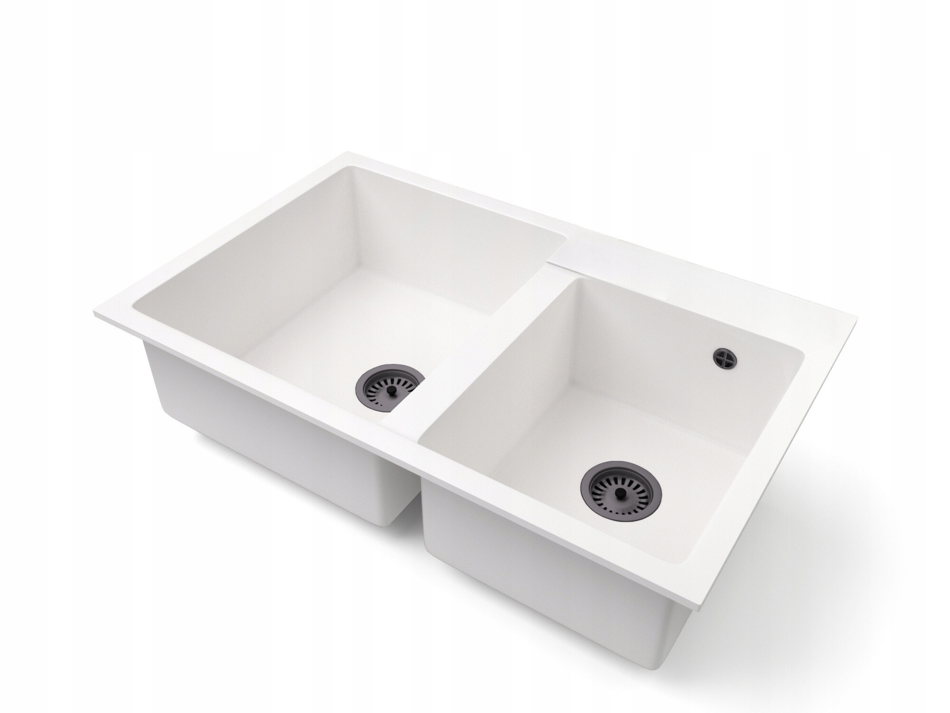 Kuchyňský granitový dřez, dvoukomorový, černý sifon