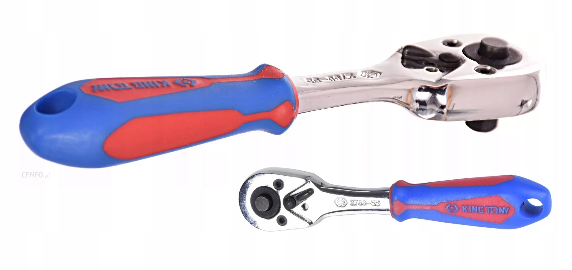 King Tony grzechotka 1/4 z przyciskiem 140 mm prawo-lewo chrom 2766-55g