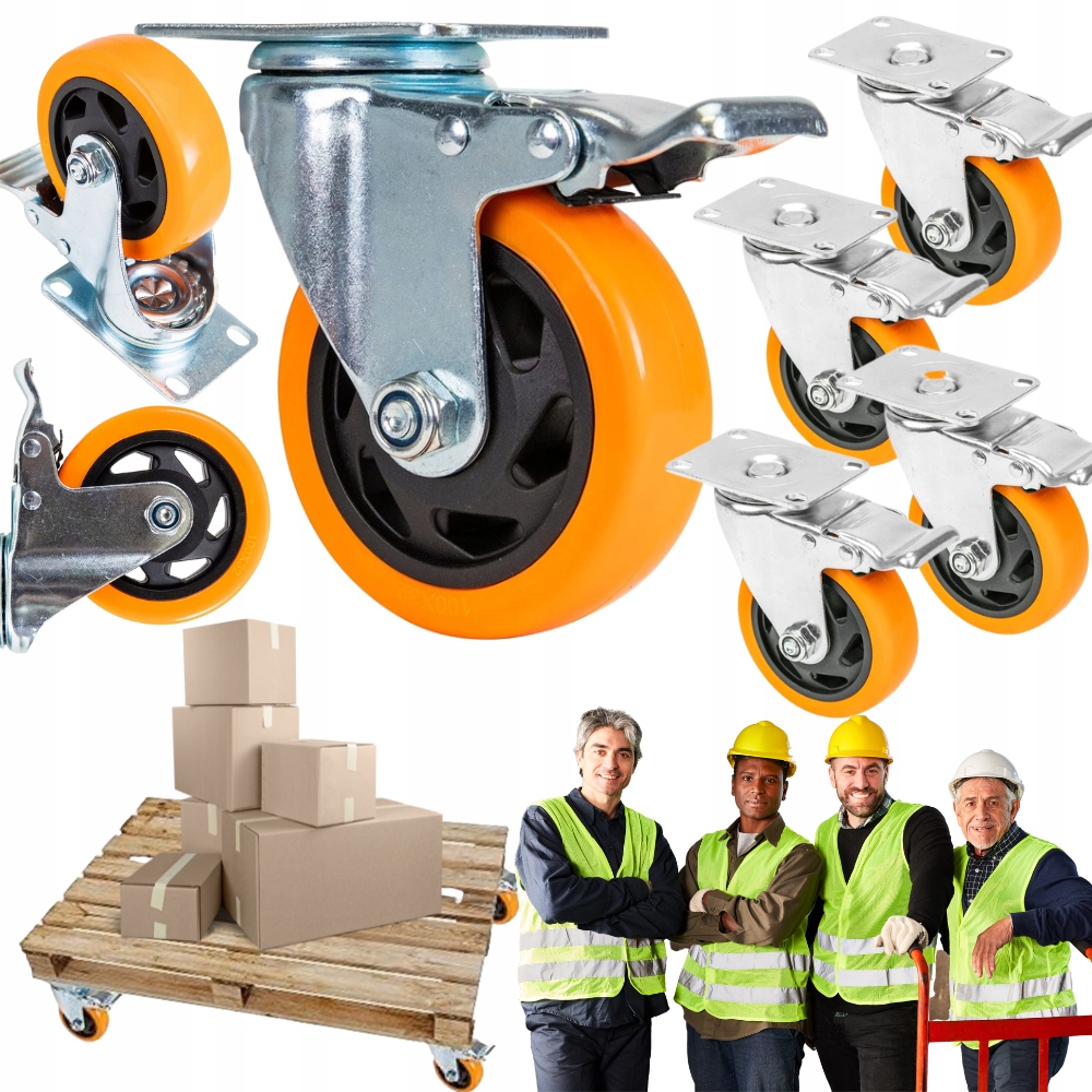 Otočné Priemyselné Kolieska S Brzdou Pre Vysoké Zaťaženie 460Kg 100mm 8ks