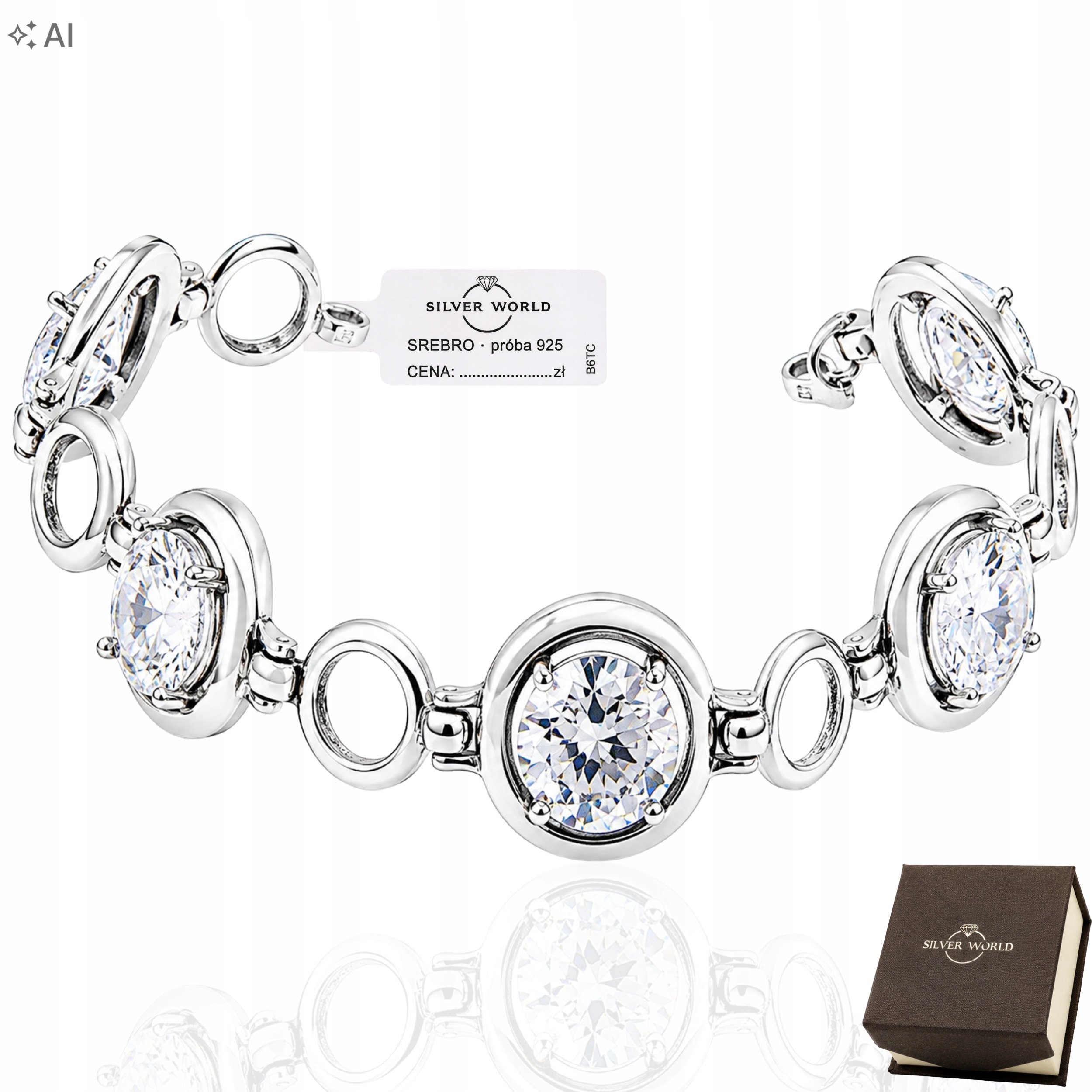 Dámský Stříbrný Náramek 925 S Nádhernými Zirkony Swarovski Gravírování