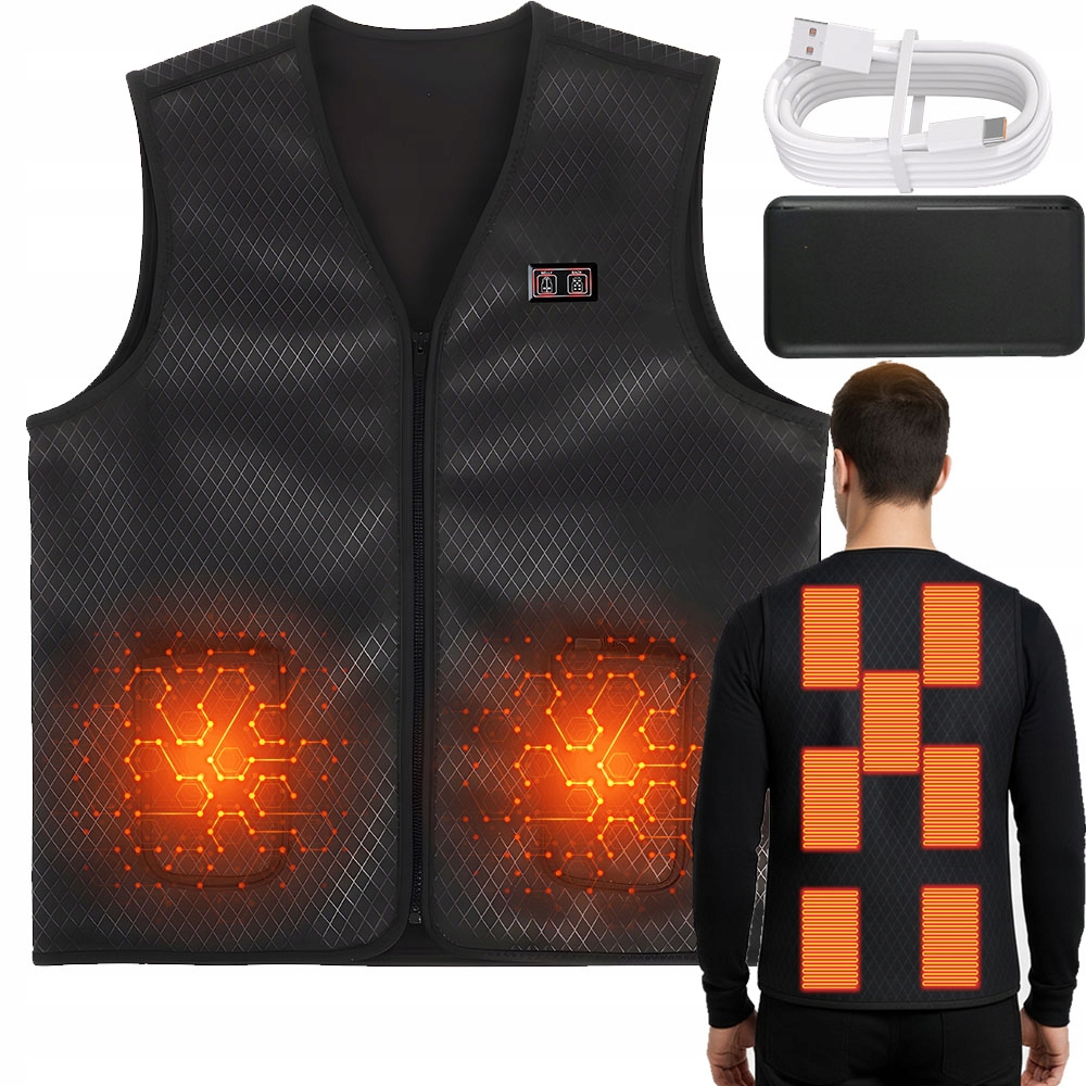 Zimní Vyhřívaná Vesta S 9 Topnými Zónami A Usb Bez Rukávů, Unisex