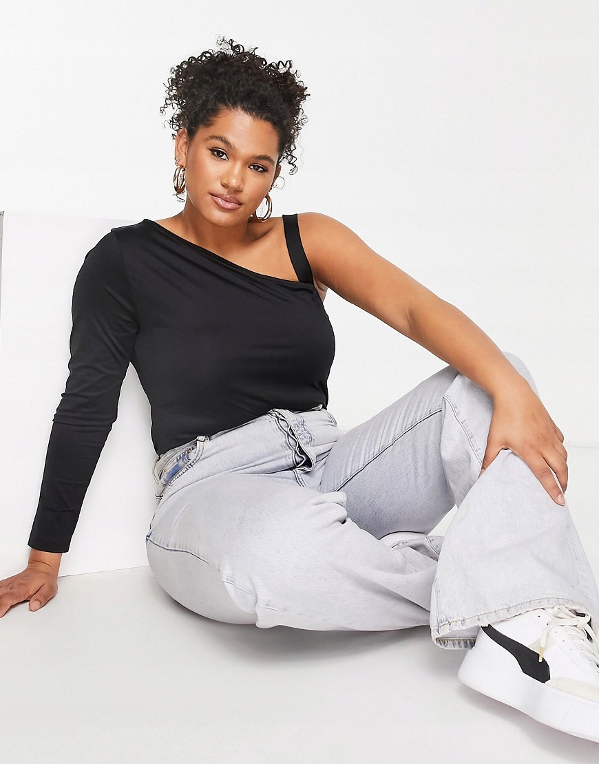 Threadbare Czarne body z jednym rękawem 3XL 46 Marka Threadbare