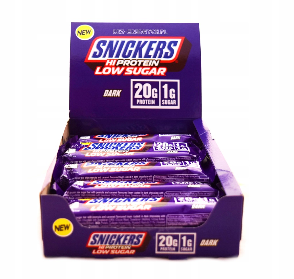 Levně Snickers HiProtein Low Sugar Dark Chocolate Bar 57 g Proteinová Tyčinka Blend