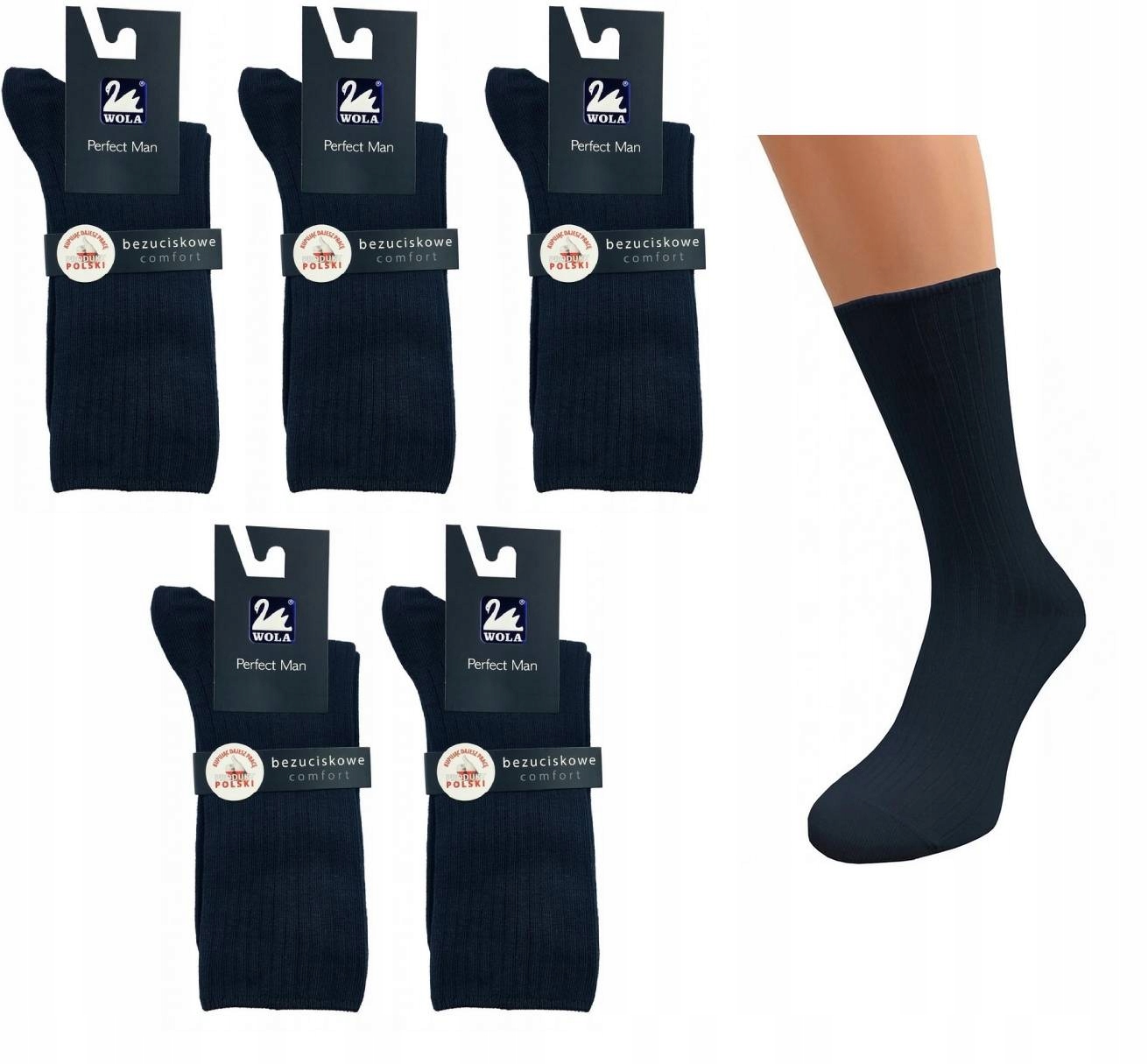

5x Wola Skarpety Męskie Bezuciskowe Navy 42-44