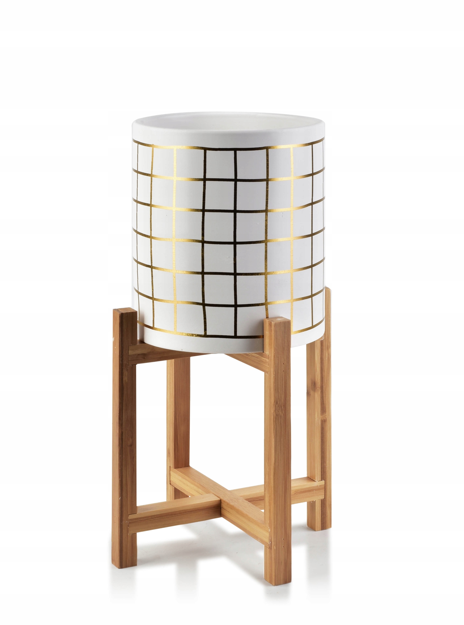 DONICZKA CERAMICZNA NA NÓŻKACH OSŁONKA BIAŁA ZŁOTA