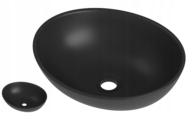 Umývadlo Astro Keramická Na Dosku Okrúhla Čierna Kúpeľňová 41x33 cm
