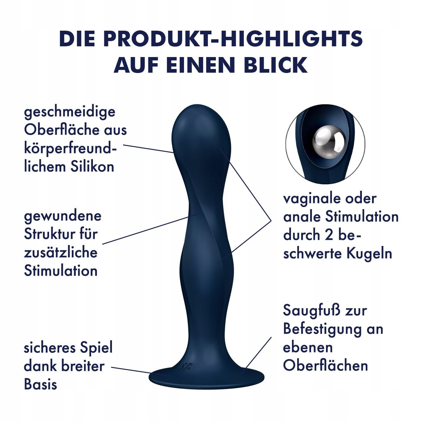 SATISFYER Double Ball R: Podwójna Stymulacja, Silikon, Wodoodporny — miniatura 3