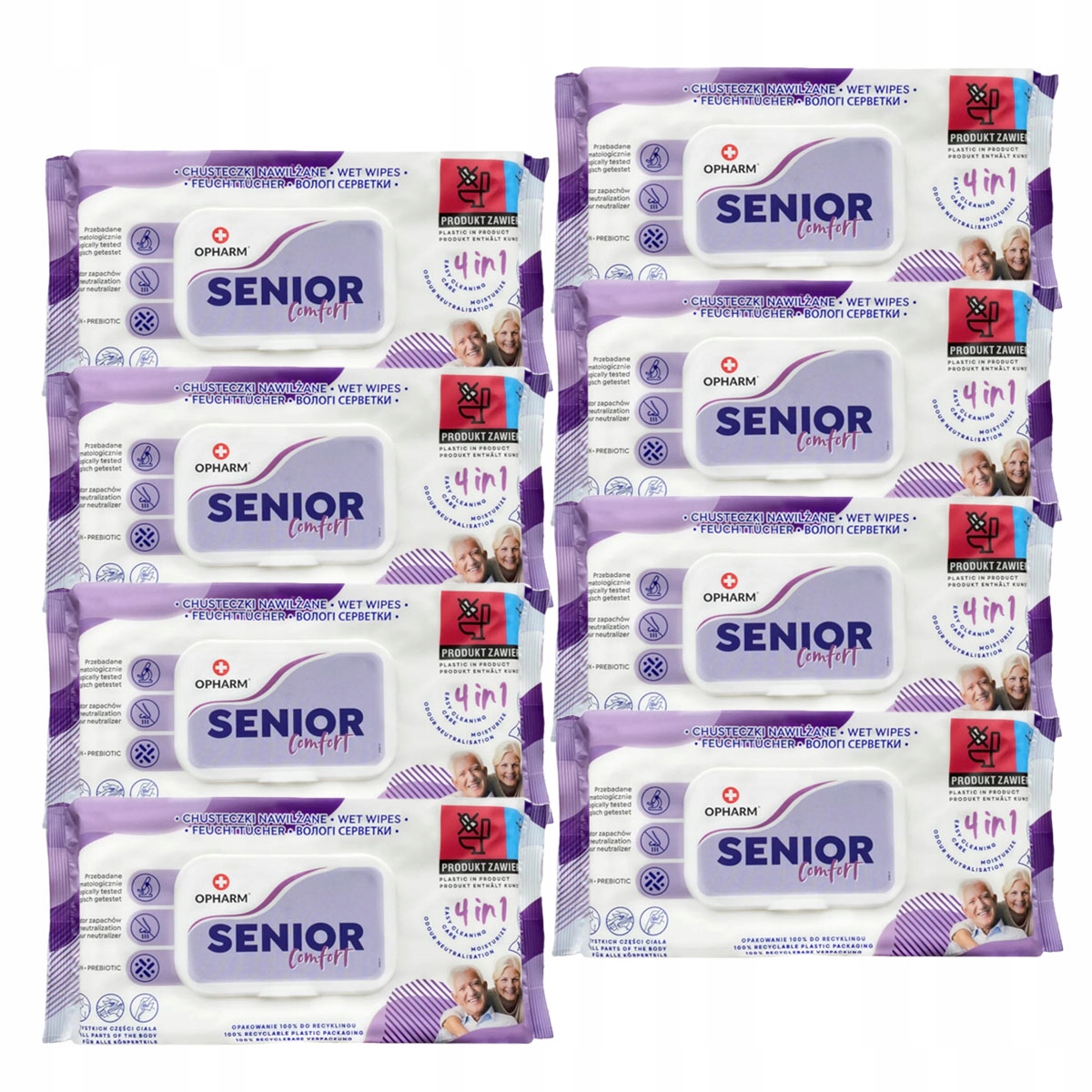 Chusteczki higieniczne nawilżane do mycia Senior Comfort 4w1 8 x 72 szt