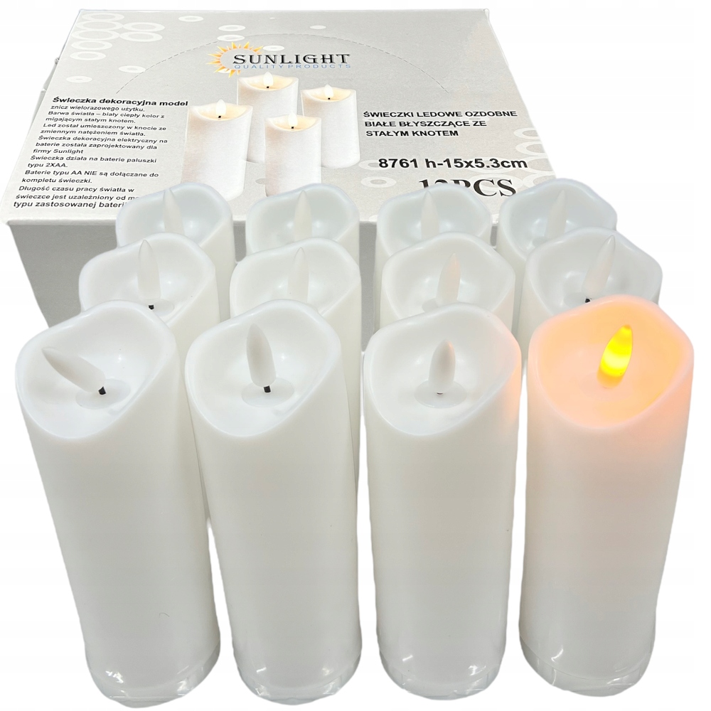 

12X Świeczka Wkład Do Znicza Efekt Płomienia 15cm