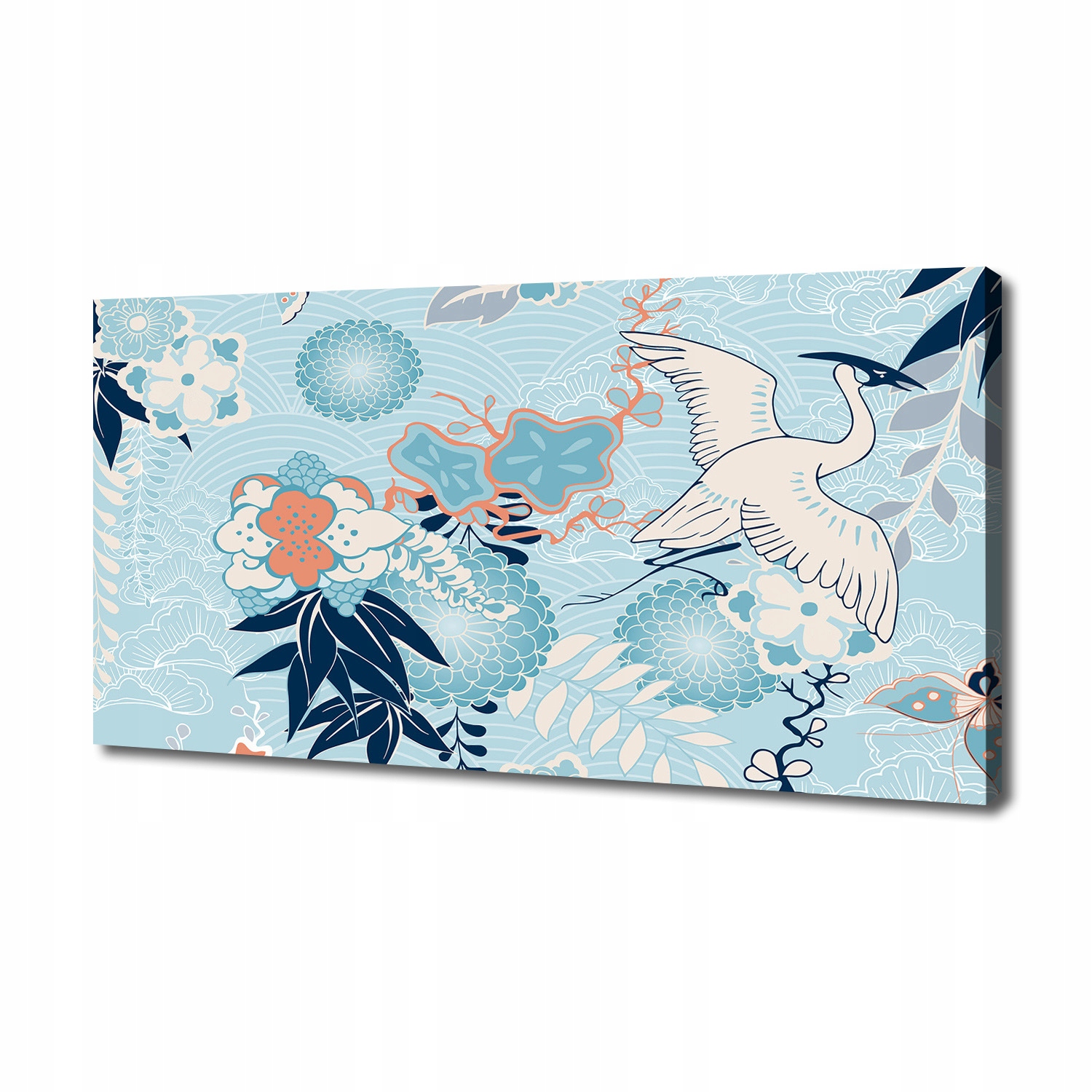 

Foto obraz na płótnie Żuraw i kwiaty 140x70 cm