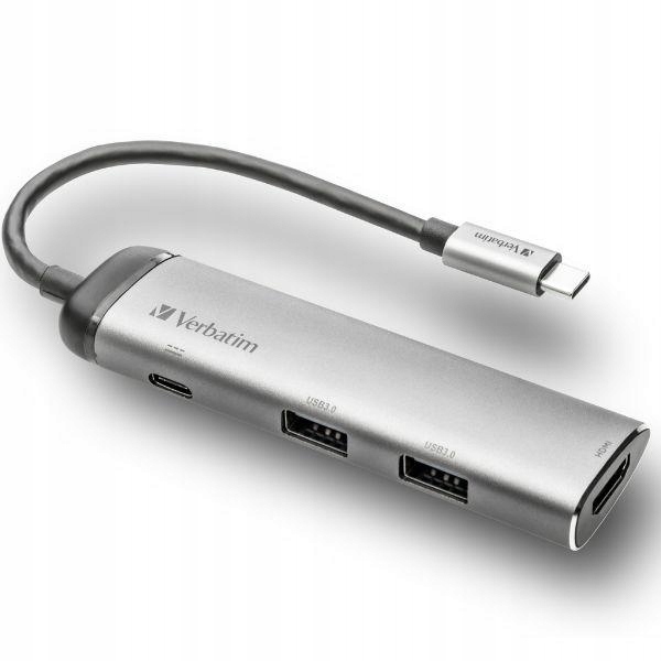 Hub Adapter Przejściówka Usb-c Usb-c/ 2XUSB-A 3.0/HDMI Verbatim Aluminium