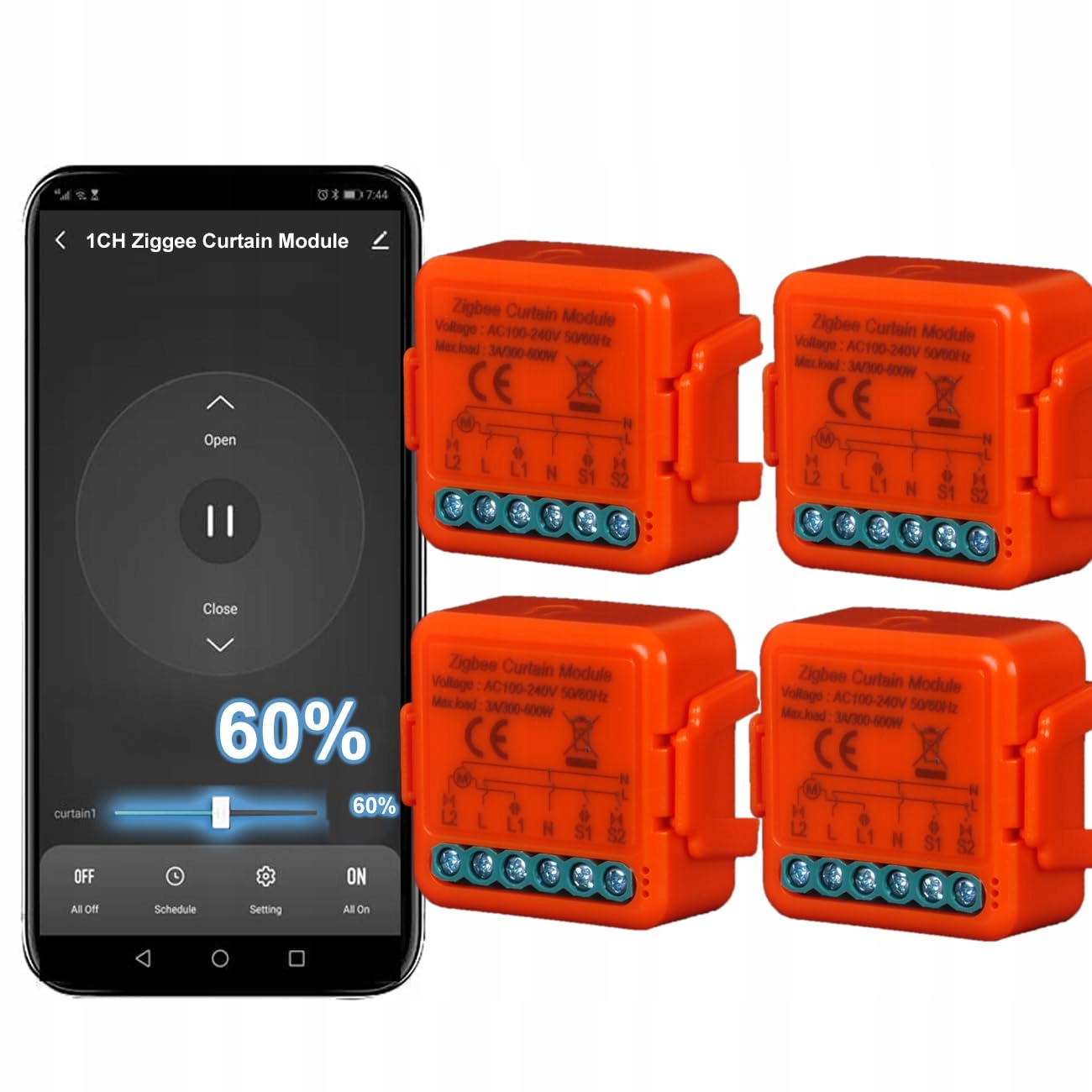4x Modul přerušovače rolet, inteligentní hodinový stroj pro elektrické rolety 300W
