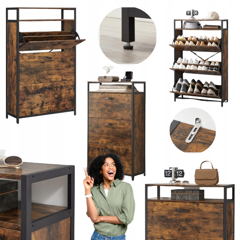 Skriňa na topánky Vysoká Regal Stojan na obuv Pevný úložný priestor 3 police Loft