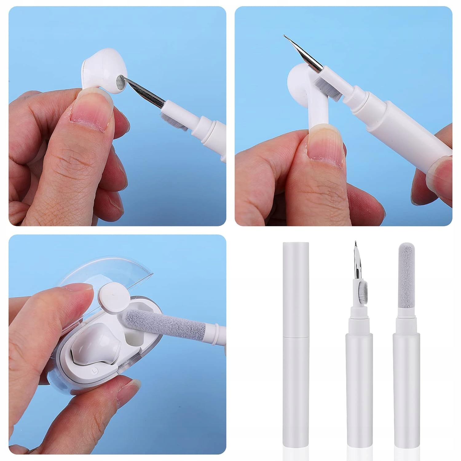 CZYŚCIK ZESTAW DO CZYSZCZENIA SŁUCHAWEK TELEFONU 3W1 KIESZONKOWY Model Inna