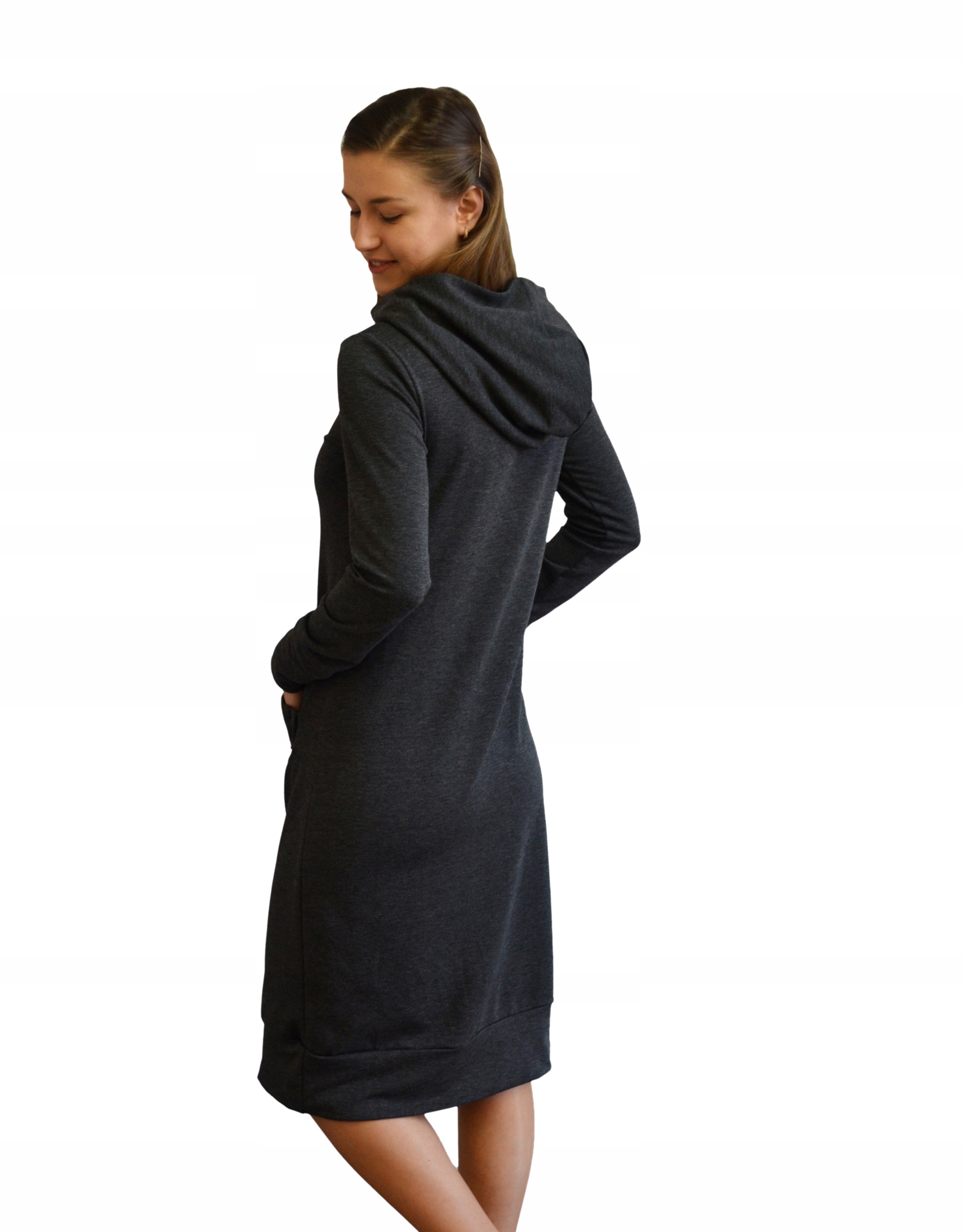 Dresowa sukienka MIDI XXL-44 Wzór dominujący bez wzoru