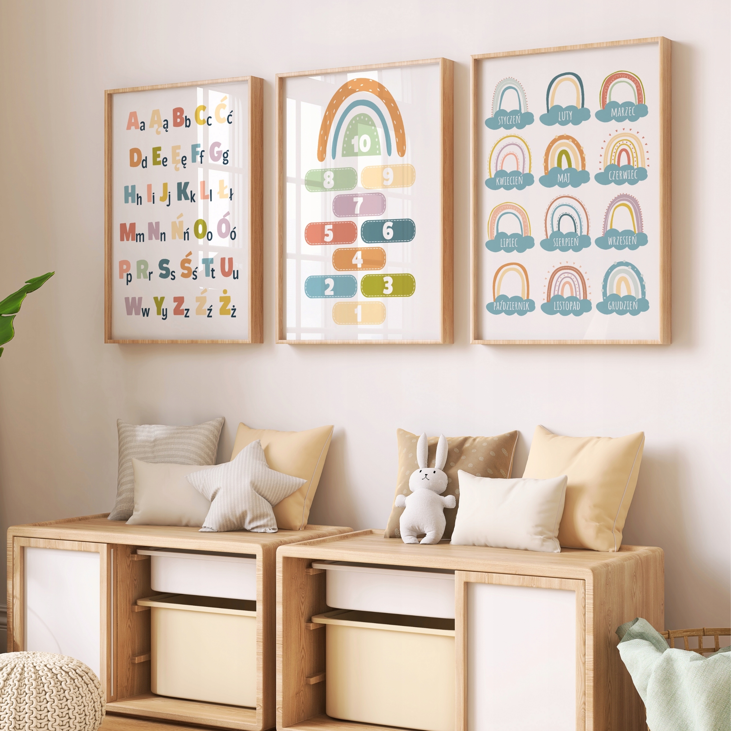 PLAKATY EDUKACYJNE OBRAZKI DO POKOJU DZIECIĘCEGO ZESTAW ALFABET LICZBY A3 Marka inna marka
