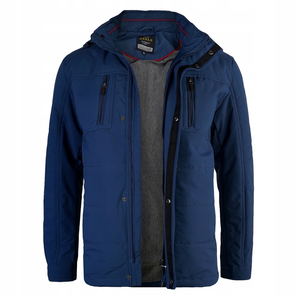 Pánská přechodová bunda elegantní prošívaná s kapucí WX133 modrá 6XL