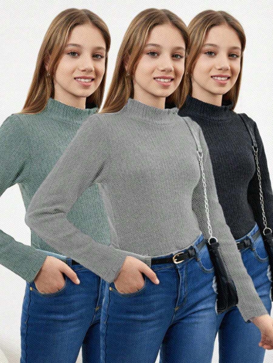 3 SZT GOLF SWETER DŁUGI RĘKAW SZARY CIEMNOSZARY ZIELONY LOVEPRICES 128