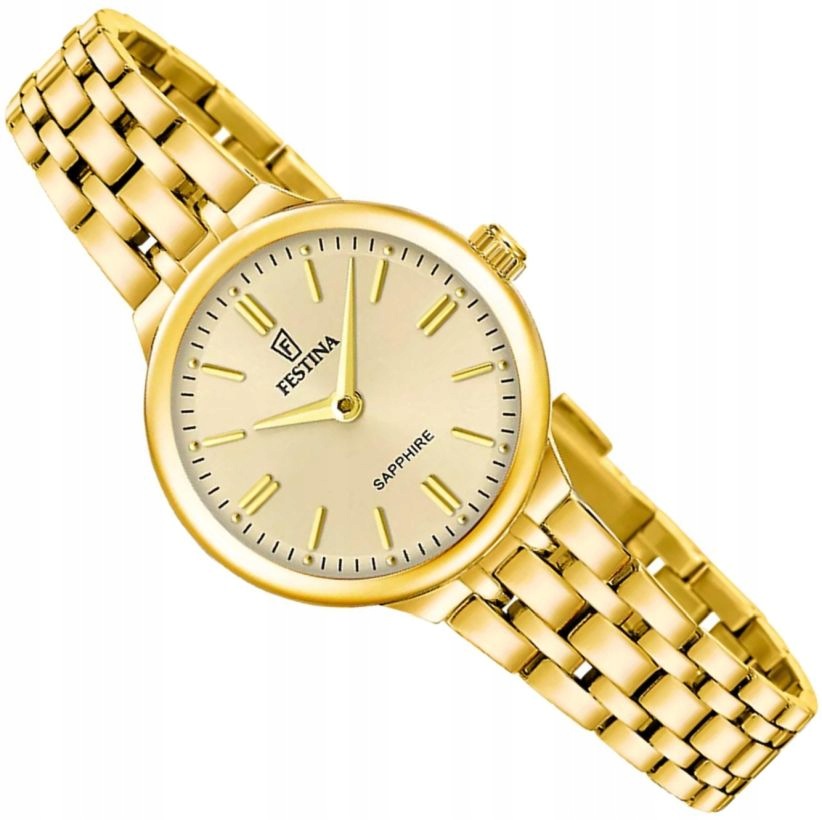 Zlaté Dámské Hodinky Festina F20745/2 Elegantní Klasik Safír Malý Ø26mm