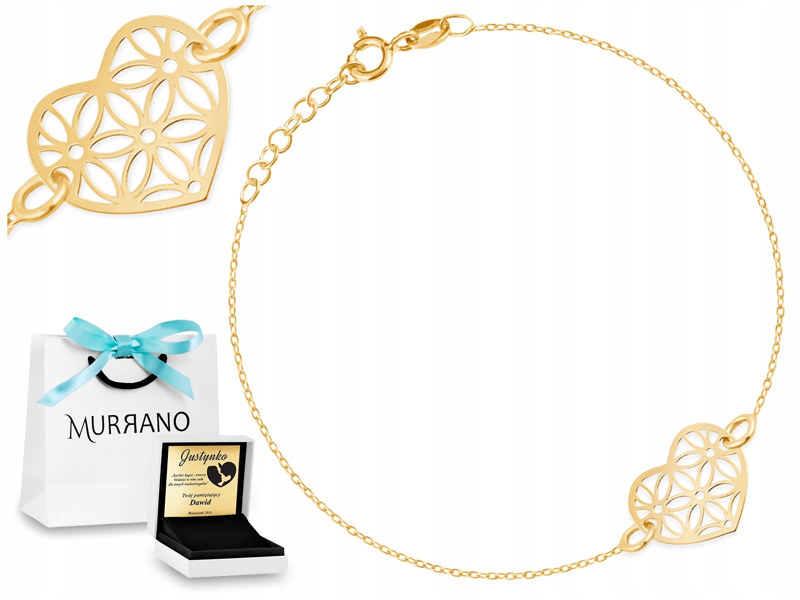 

Złota Bransoletka 333 Celebrytka Serce Prezent