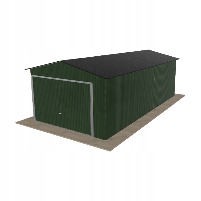 Plechová garáž 3.5 x 7 m jednopolohová, dvouspádová, zelená