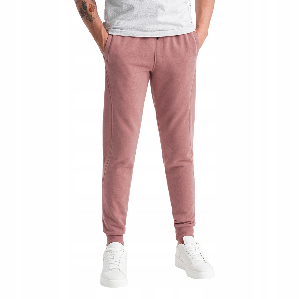 Pánské tepláky joggery Basic tmavě růžové V4 OM-PABS-0174 L