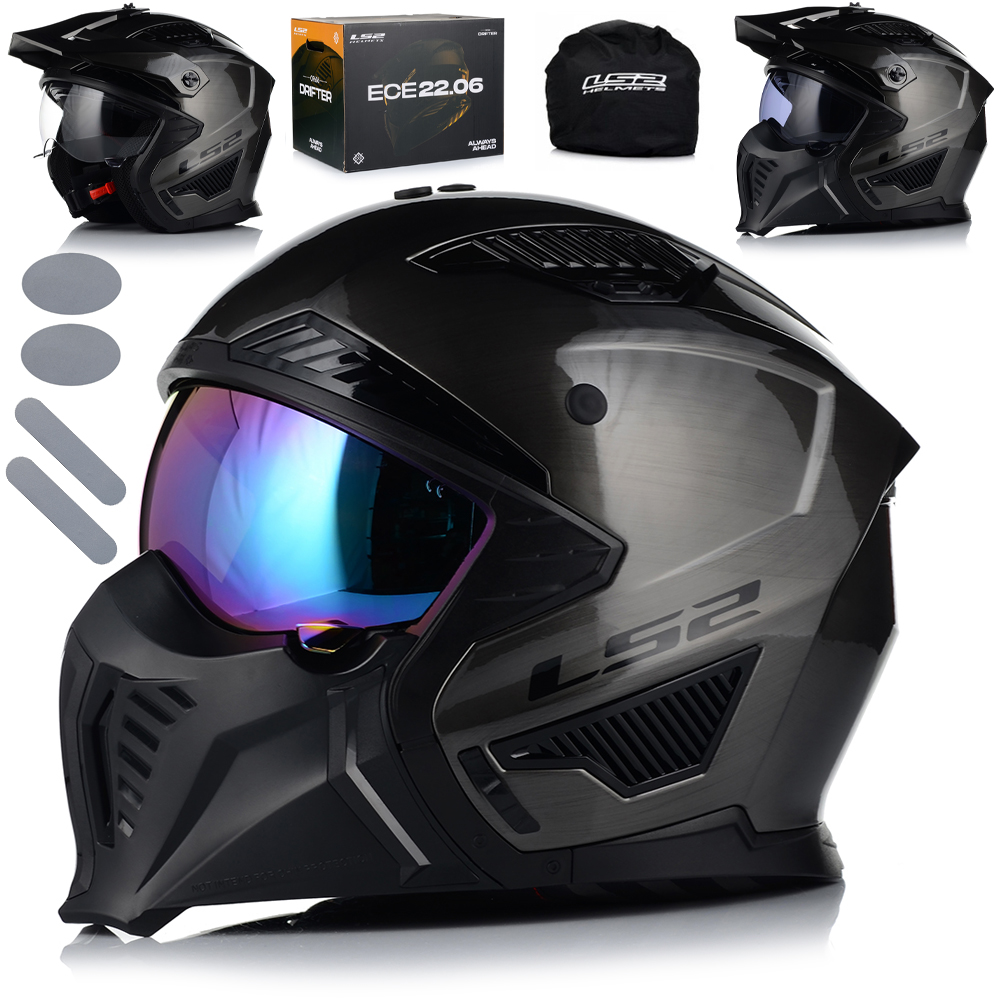 Motocyklová Prilba 4v1 LS2 OF606 Jeans Odnímateľná Čepeľ Strieška 3x Sklo