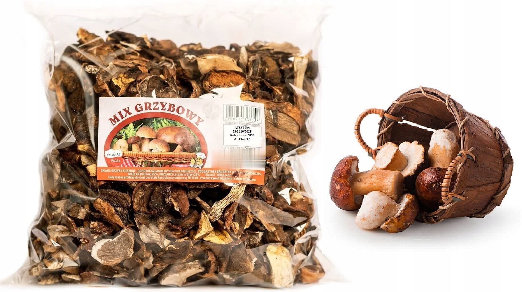 Krájený Houbový MIX 1kg Nová Sbírka 2025 Polský Atest sušené lesní houby