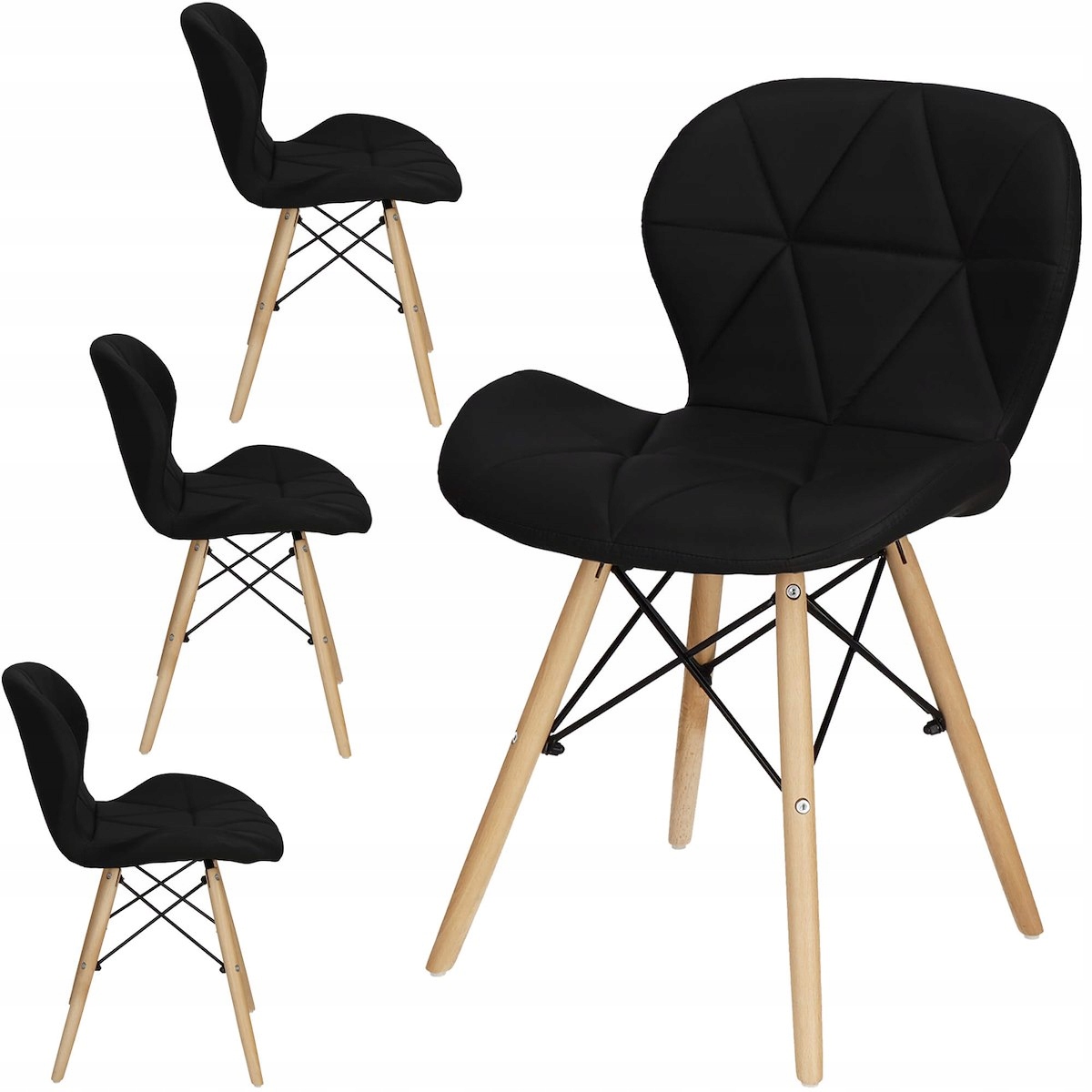 4x KRZESŁA TAPICEROWANE DO SALONU JADALNI KUCHNI KRZESŁO EKOSKÓRA PIKOWANE Marka Springos