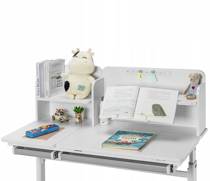 BIURKO REGULOWANE Z NADSTAWKĄ IRIS II GREY FunDesk Wysokość mebla 76 cm