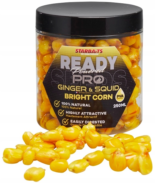 Starbaits Ready Seeds Bright Corn Ginger & Squid 250ml