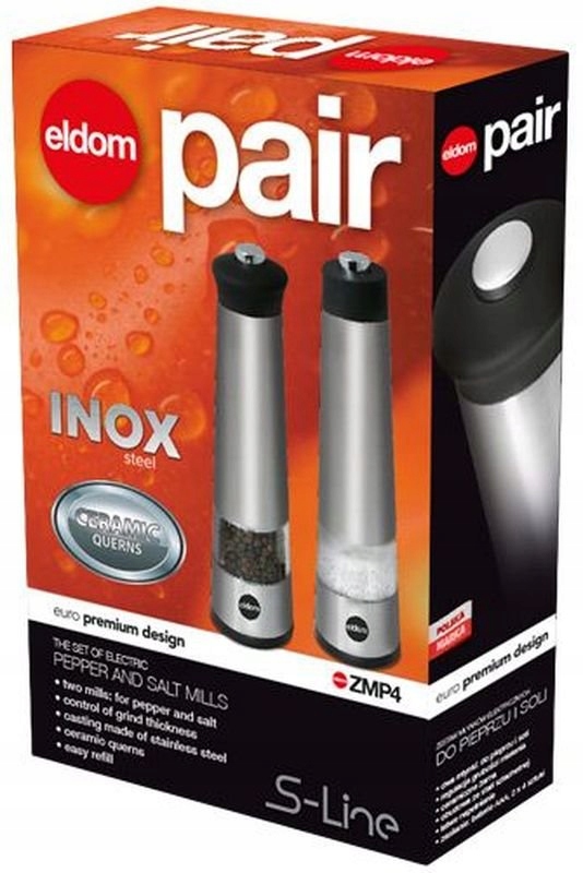 MŁYNEK DO SOLI PIEPRZU PRZYPRAW ZESTAW 2w1 ELDOM Kod producenta ZMP4