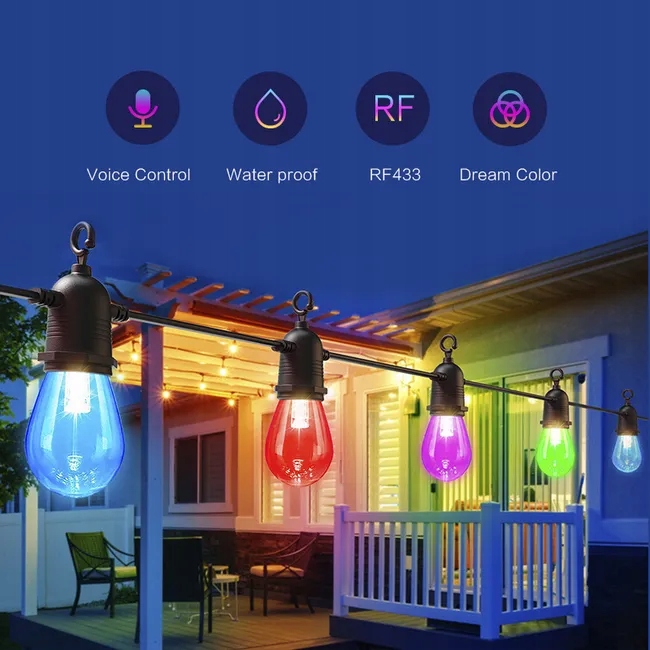 Vonkajšia inteligentná Led reťaz na párty 15 metrov