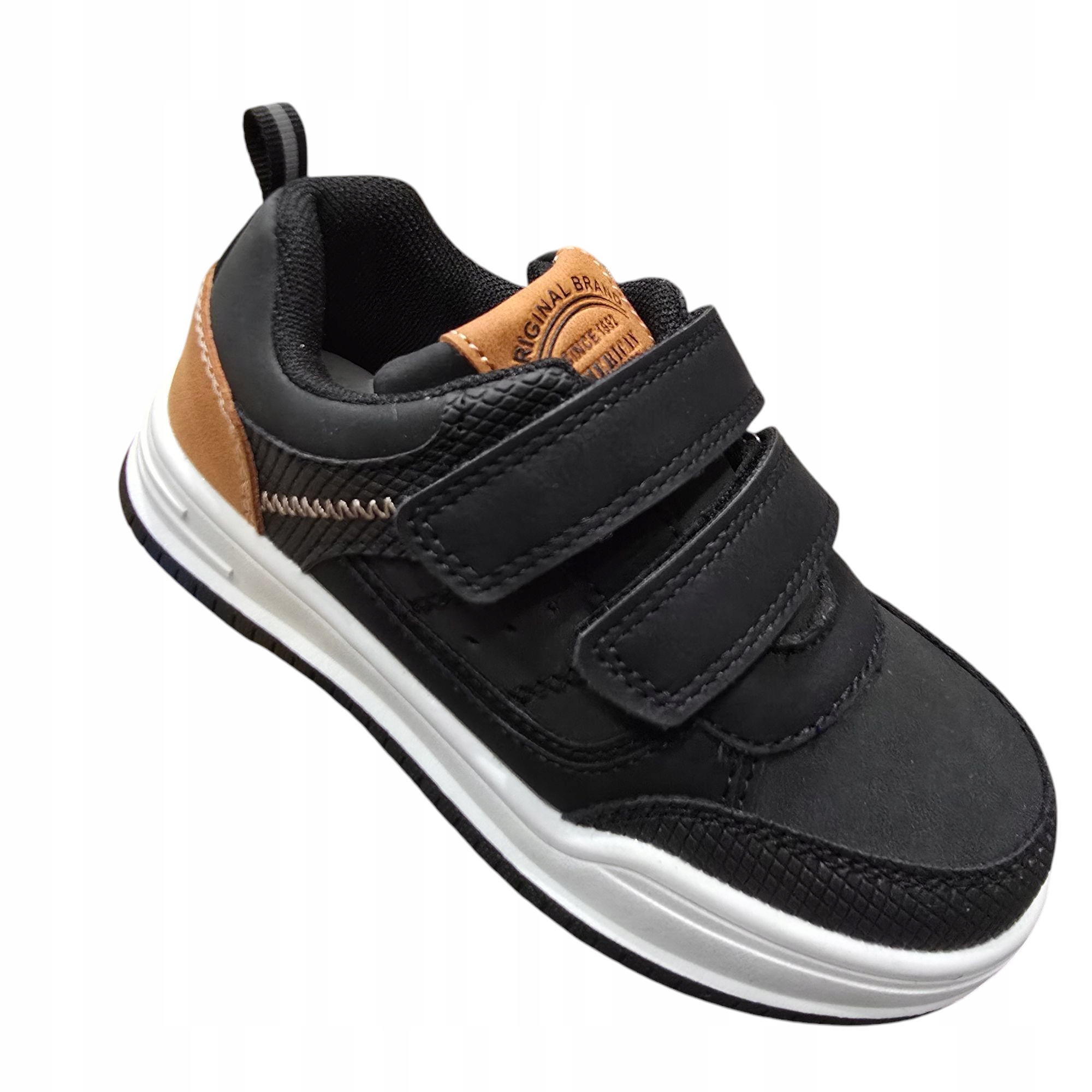 Buty Sportowe Na Rzepy Adidaski Z Wkładką Skórzaną Tenisówki Czarne 29