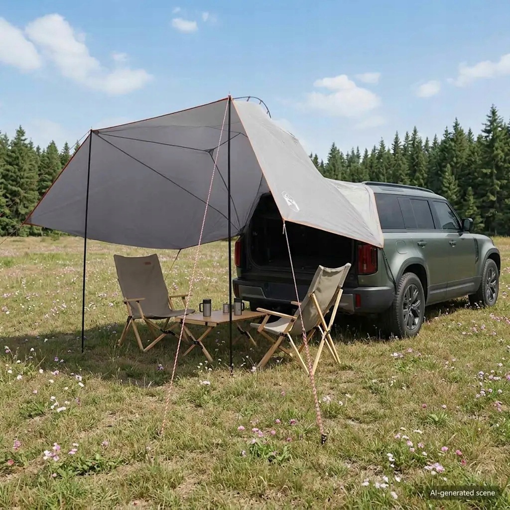 vidaXL Auto stan Šedá a oranžová 350 x 250 cm Polyester a ocel