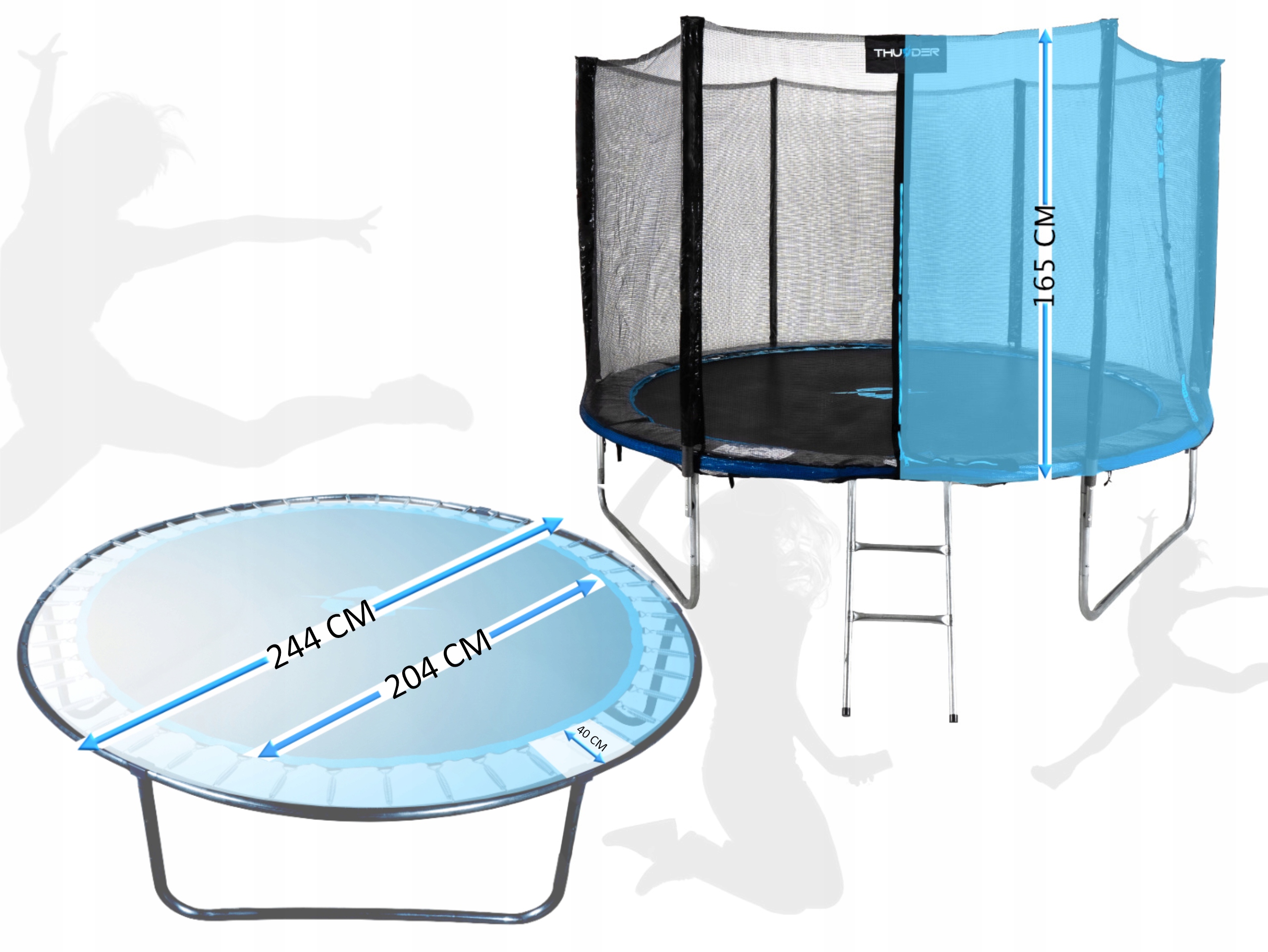 MOCNA trampolina dla dzieci OGRODOWA 244CM zabawa BEZPIECZNA siatka osłona EAN (GTIN) 5904161754541