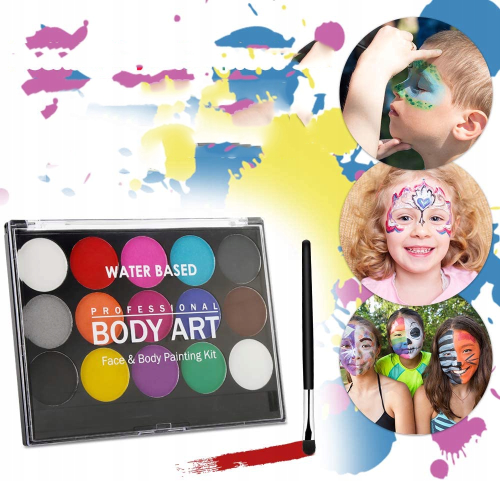 FARBY CIAŁA MALOWANIE MAKIJAŻ DZIECIĘCY 15 KOLORÓW Liczba sztuk 1 szt.