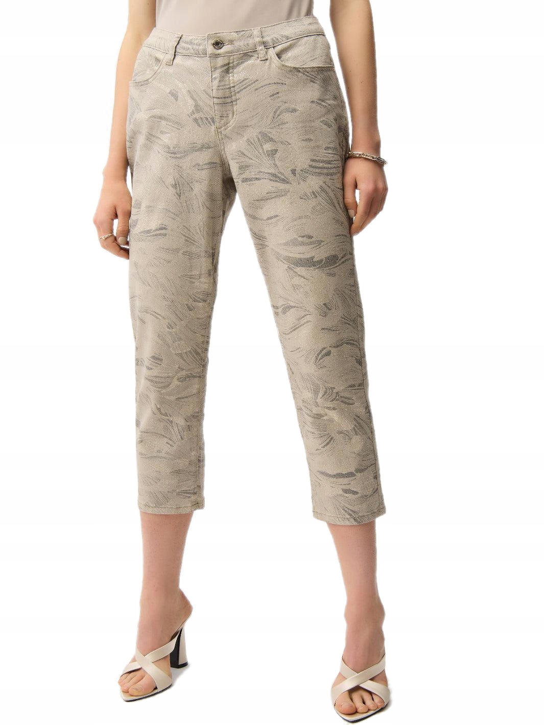 Elegantní Dámské Přiléhavé Kalhoty Béžové 7/8 Slim Fit Joseph Ribkoff 42