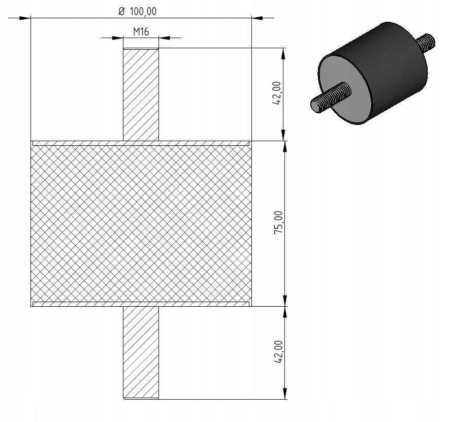 WIBROIZOLATOR 100x75 M16 poduszka guma amortyzator Marka inna