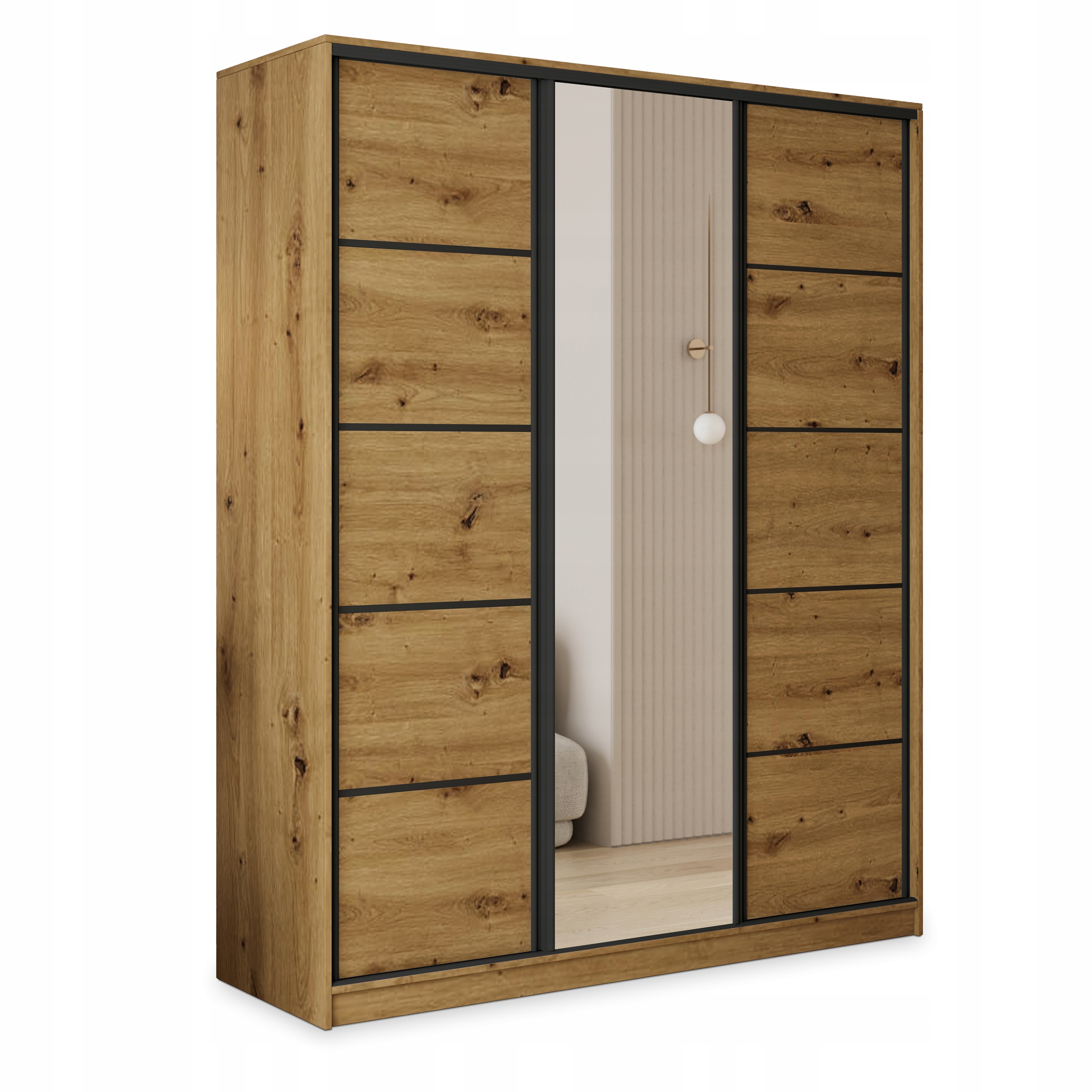 Skříň 150 cm se zrcadlem Zásuvky třídveřový dub Artisan