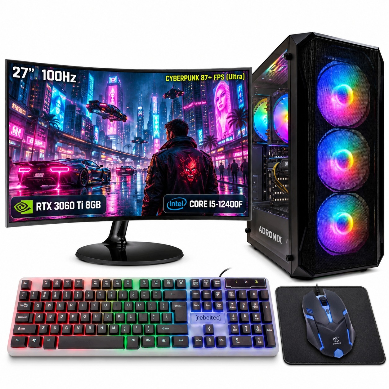 Set Shadowblade i5 12400F|32GB|1TB Ssd M.2.|RTX 3060TI 8GB Monitor 27"