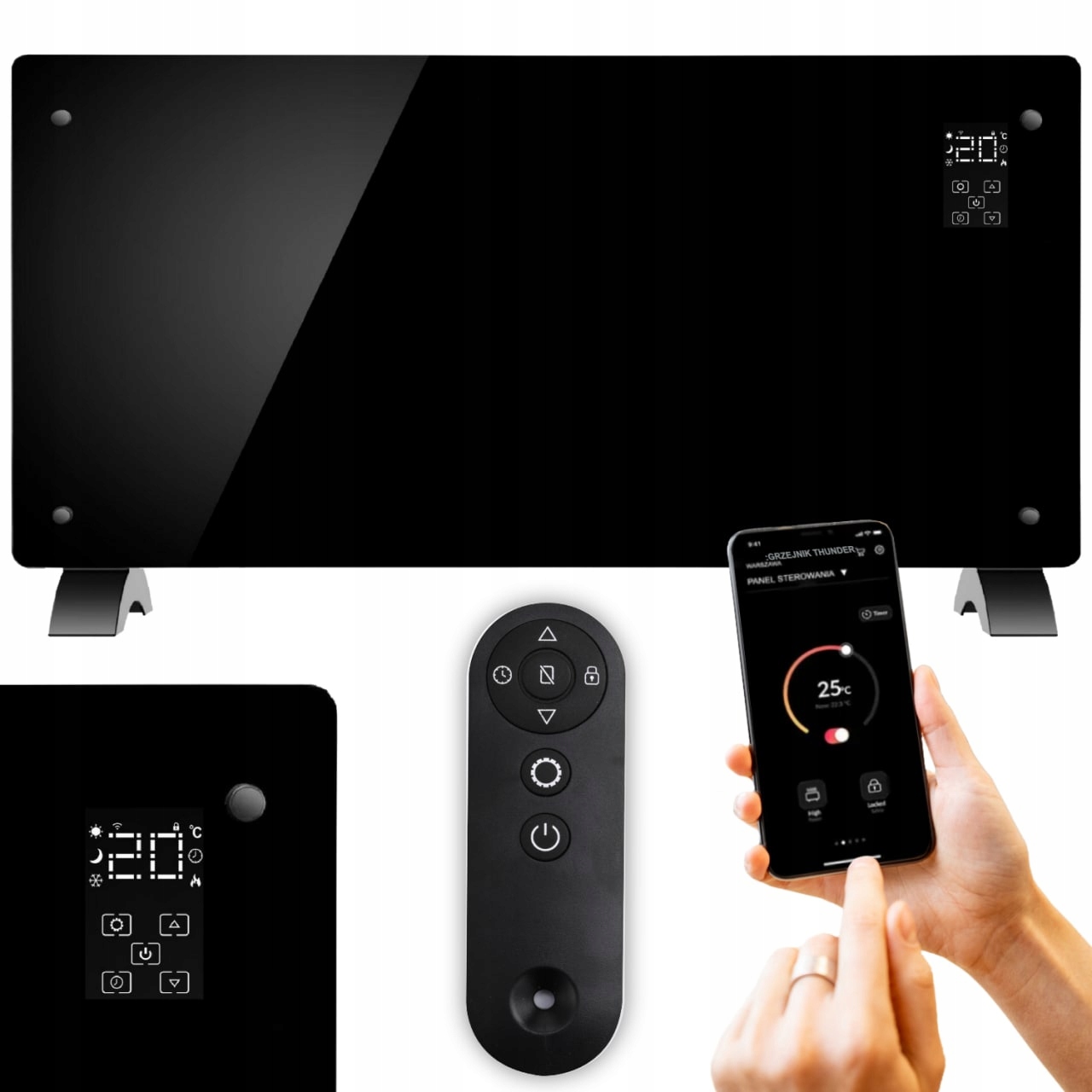 

Grzejnik 2000W Szklany Elektryczny Led Wifi Mocny
