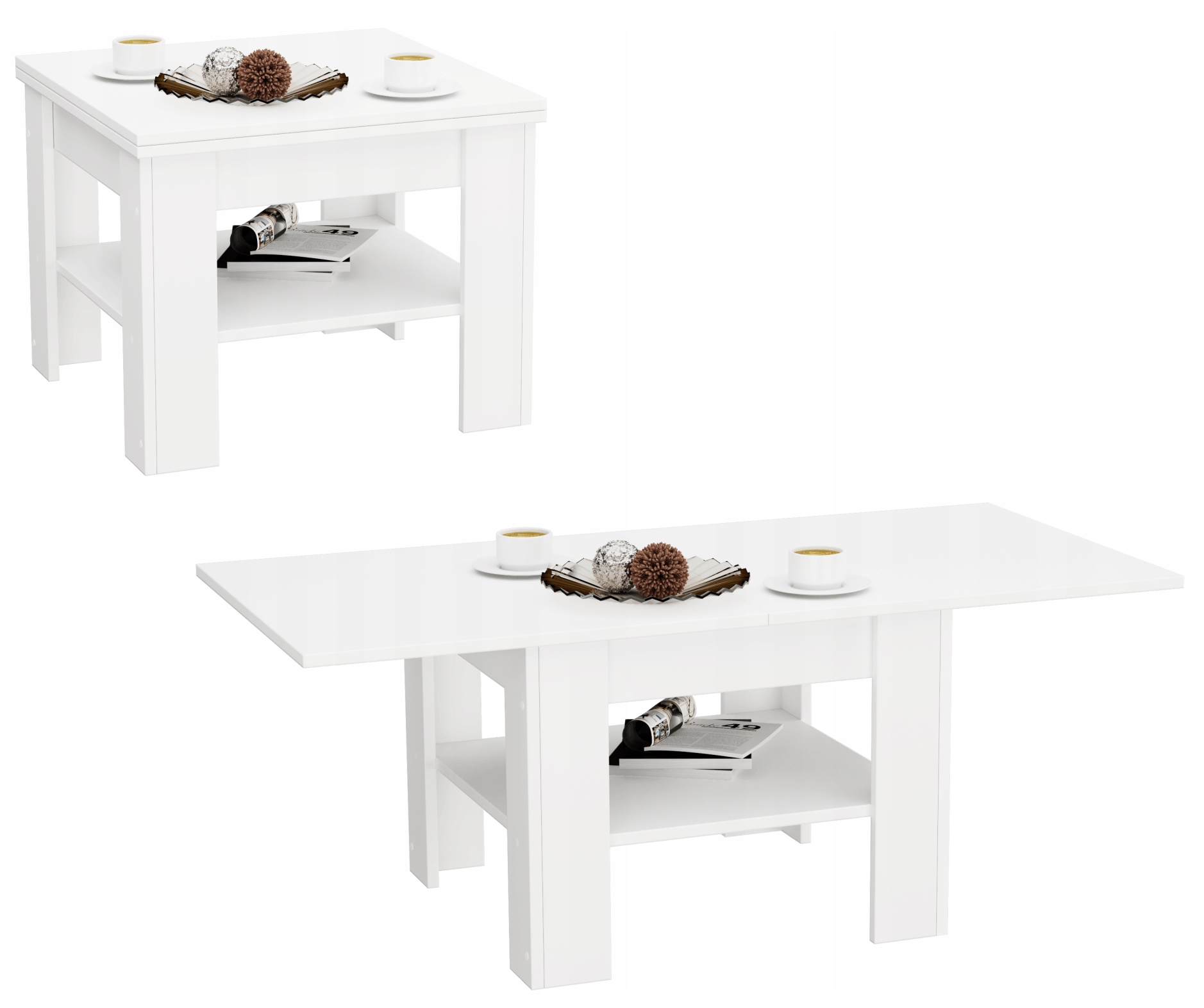 

Ława Rozkładana stolik 130x65x56cm Biały