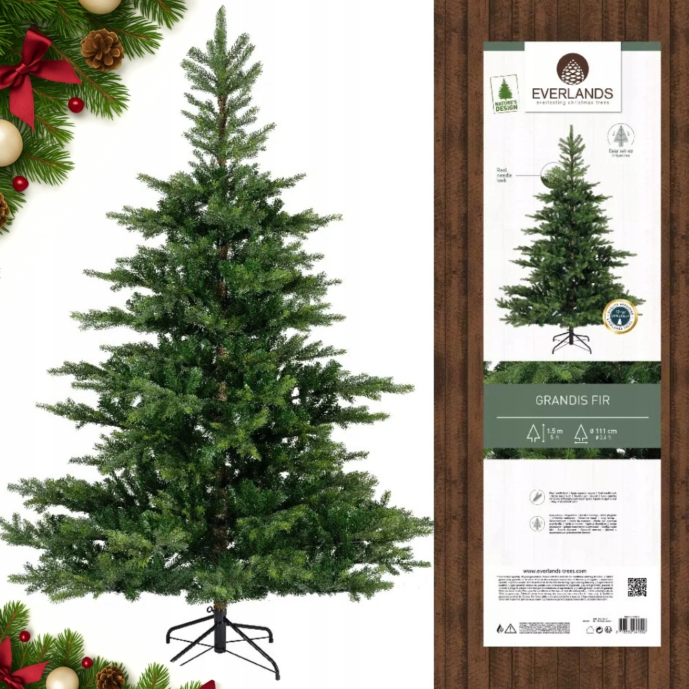 Umelý vianočný stromček Jedľa ako živá zelená malý stojan 150 cm nízky Grandis