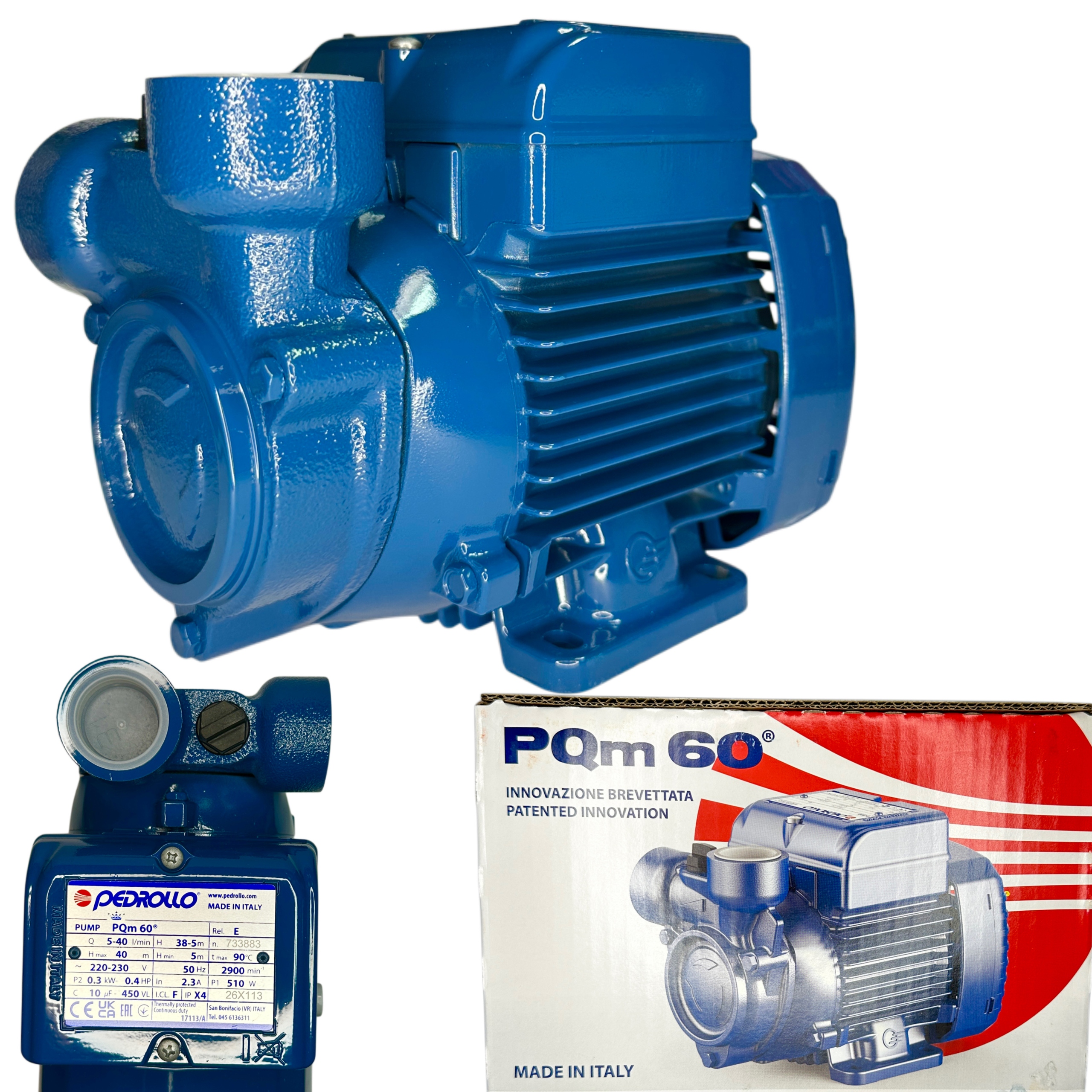 Pompa Wirowa Pedrollo PQM60 Powierzchniowa Włoska 400W Wydajna 2400L/H