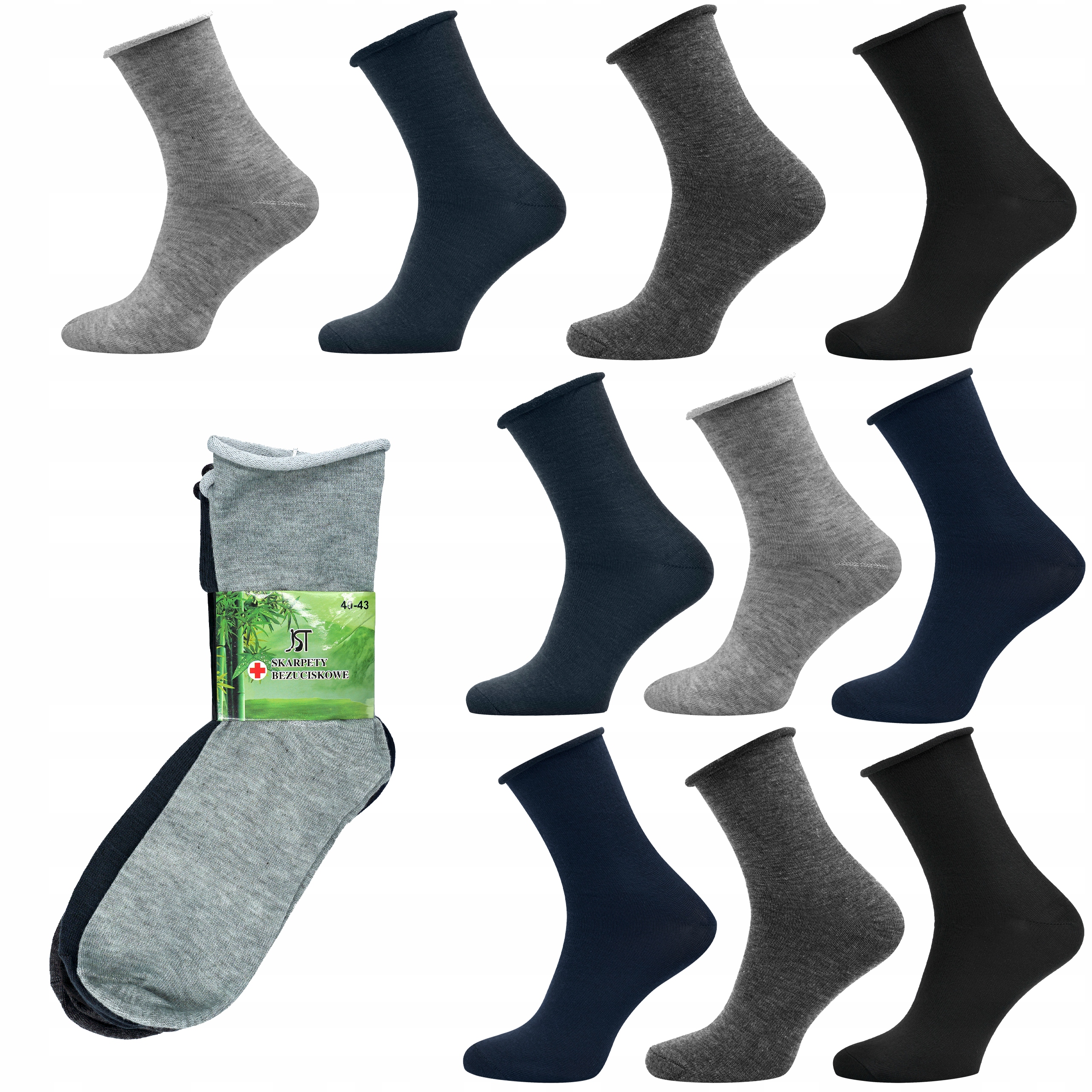 

10x Skarpety Bezuciskowe Bambusowe MIX Roz. 43-46