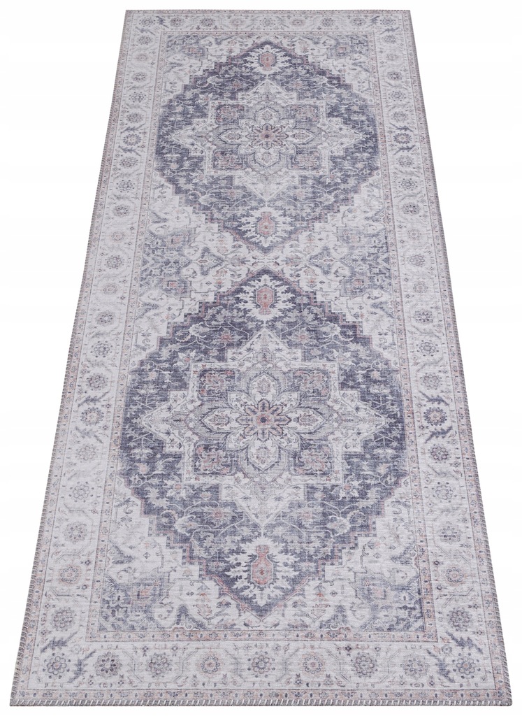 Běhoun 80x200 pro chodbu-předsíň, šedo-růžový, orientální, plochý